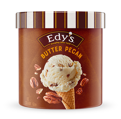 Carton of Edy's butter pecan ice cream