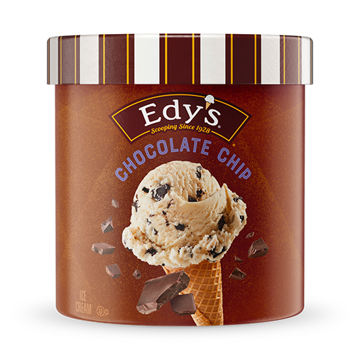 Carton of Edy's chocolate chip ice cream