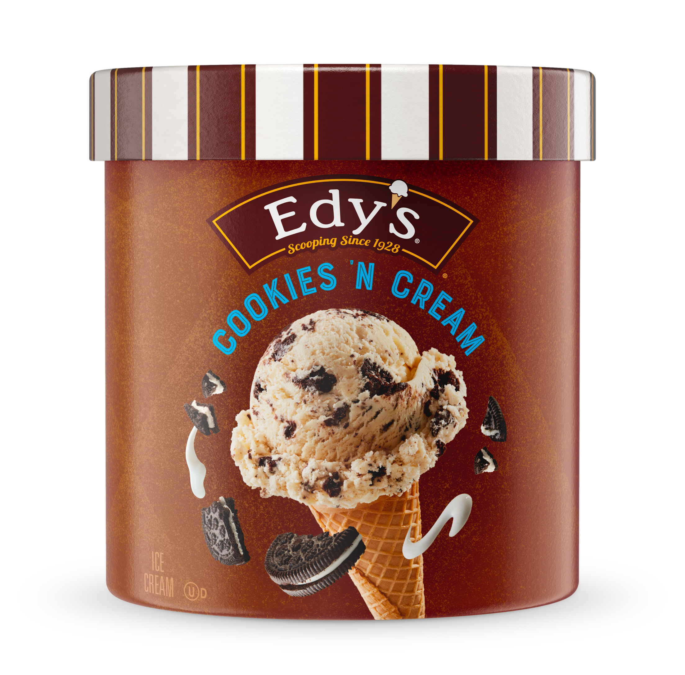 Carton of Edy's cookies 'n cream ice cream