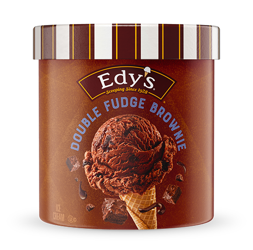Carton of Edy's double fudge brownie ice cream