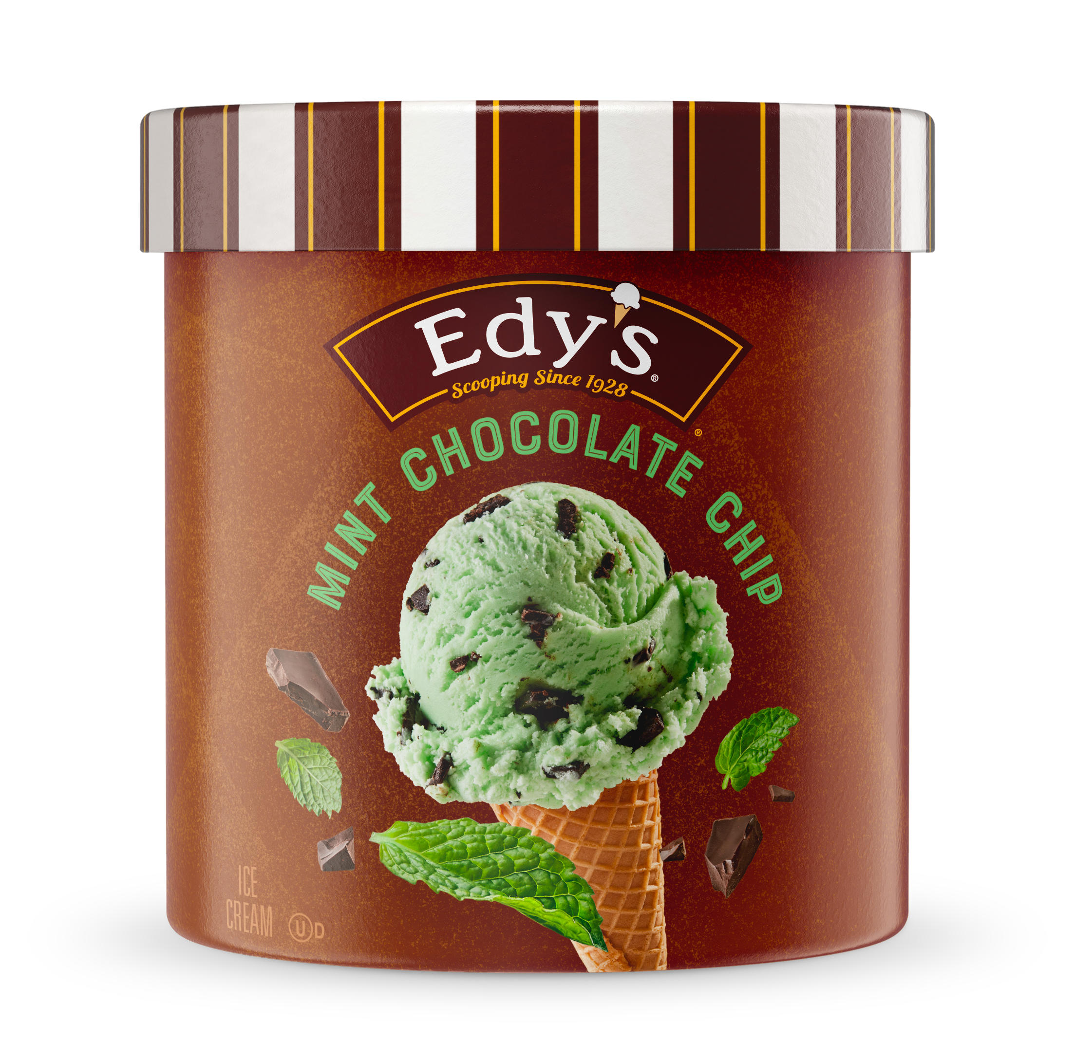 Carton of Edy's mint chocolate chip ice cream