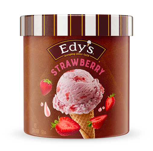 Carton of Edy's strawberry ice cream