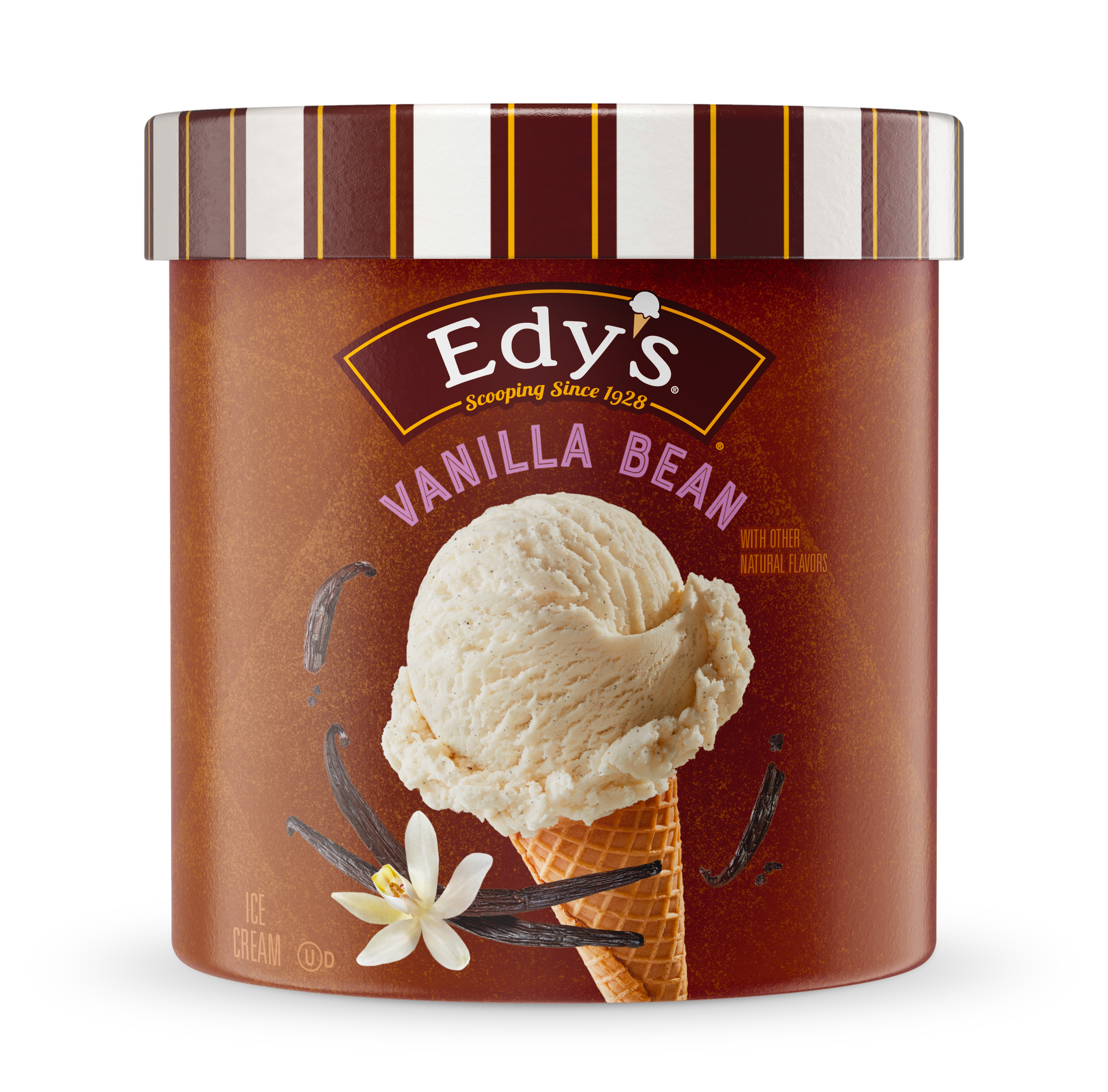 Carton of Edy's vanilla bean ice cream