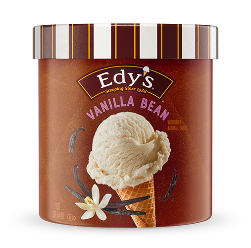 Carton of Edy's vanilla bean ice cream