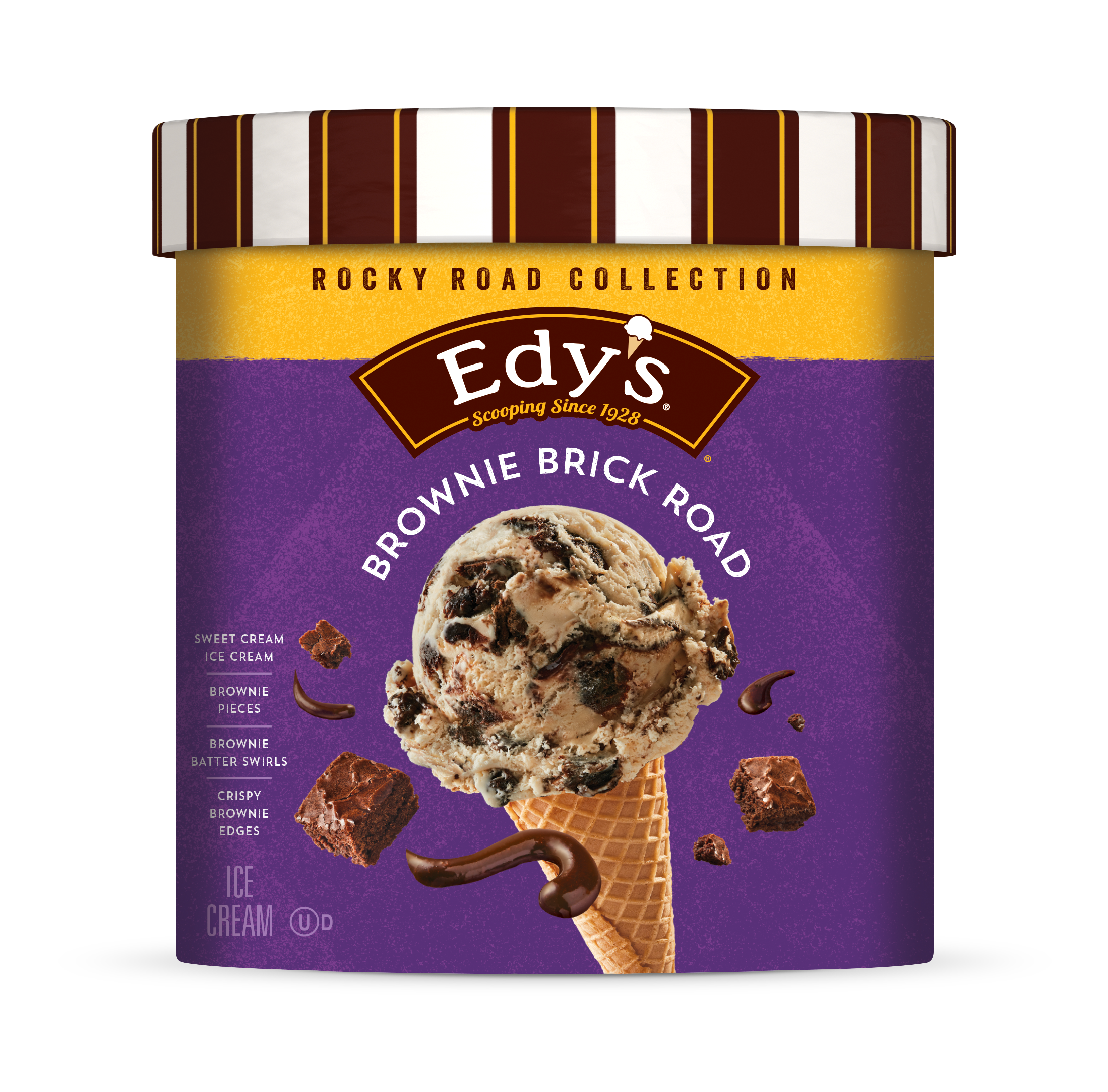 Carton of Edy's brownie brick road ice cream