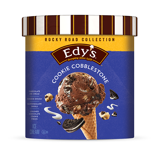 Carton of Edy's cookie cobblestone ice cream
