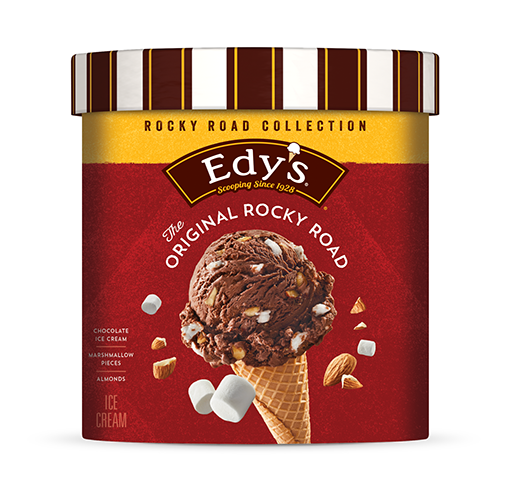 Carton of Edy's original rocky road ice cream