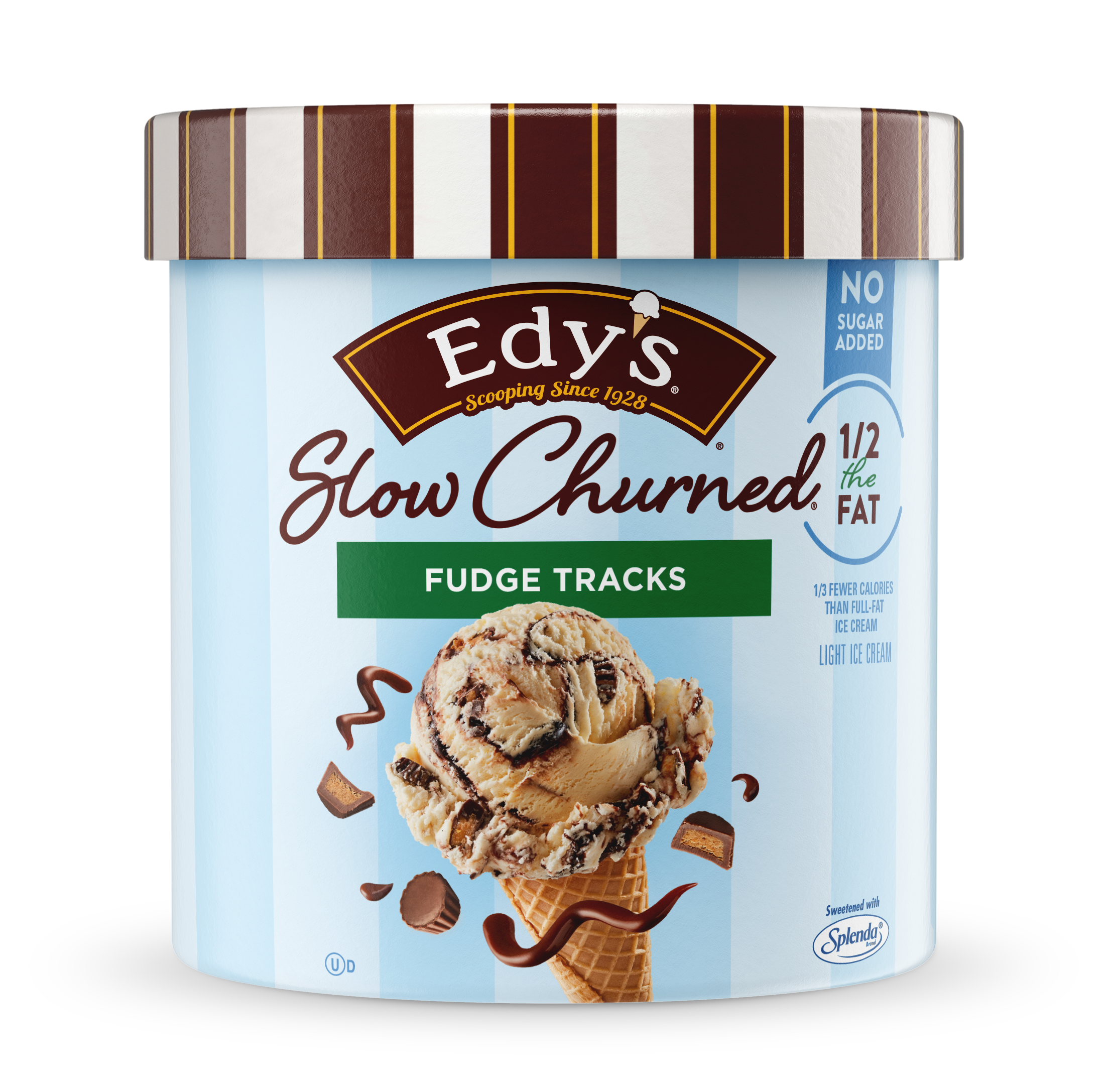 Carton of Edy's slow-churned fudge tracks ice cram