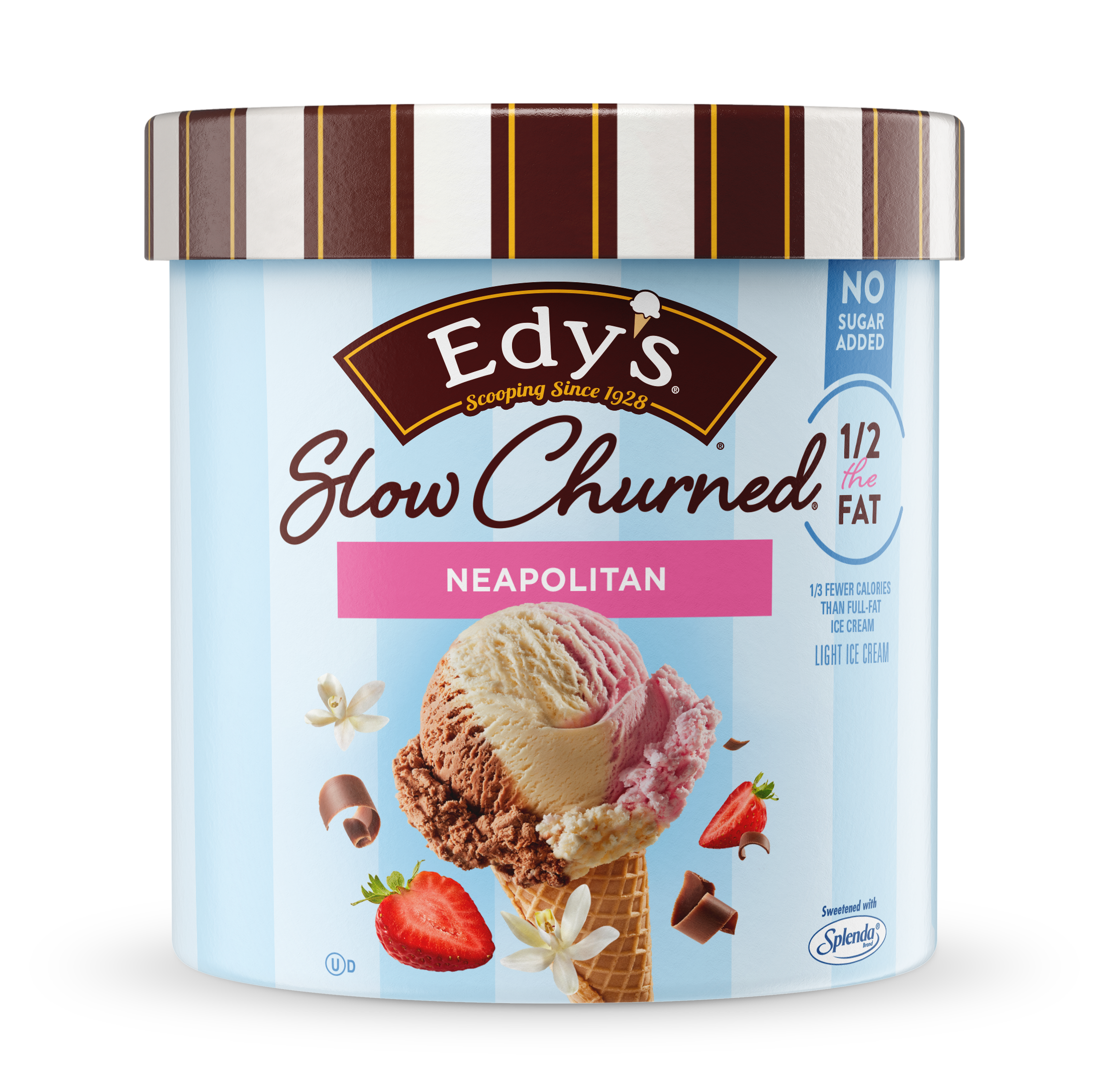Carton of Edy's slow-churned Neapolitan ice cream