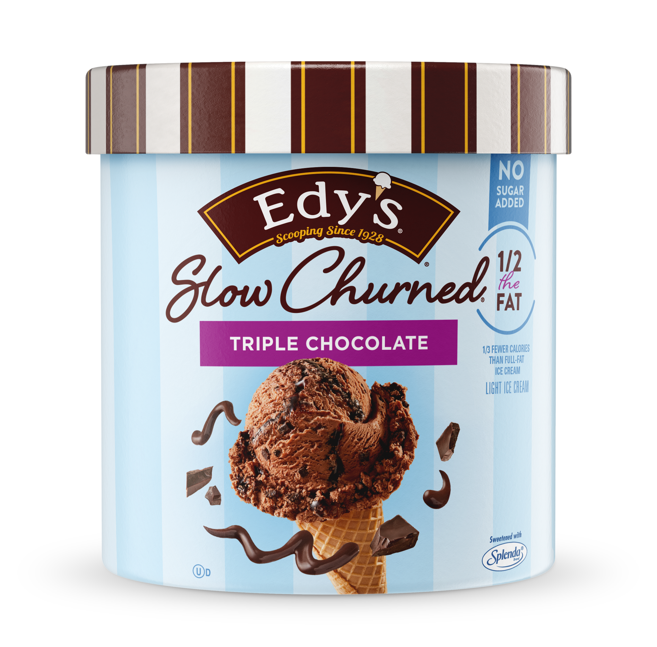 Carton of Edy's show churned triple chocolate ice cream