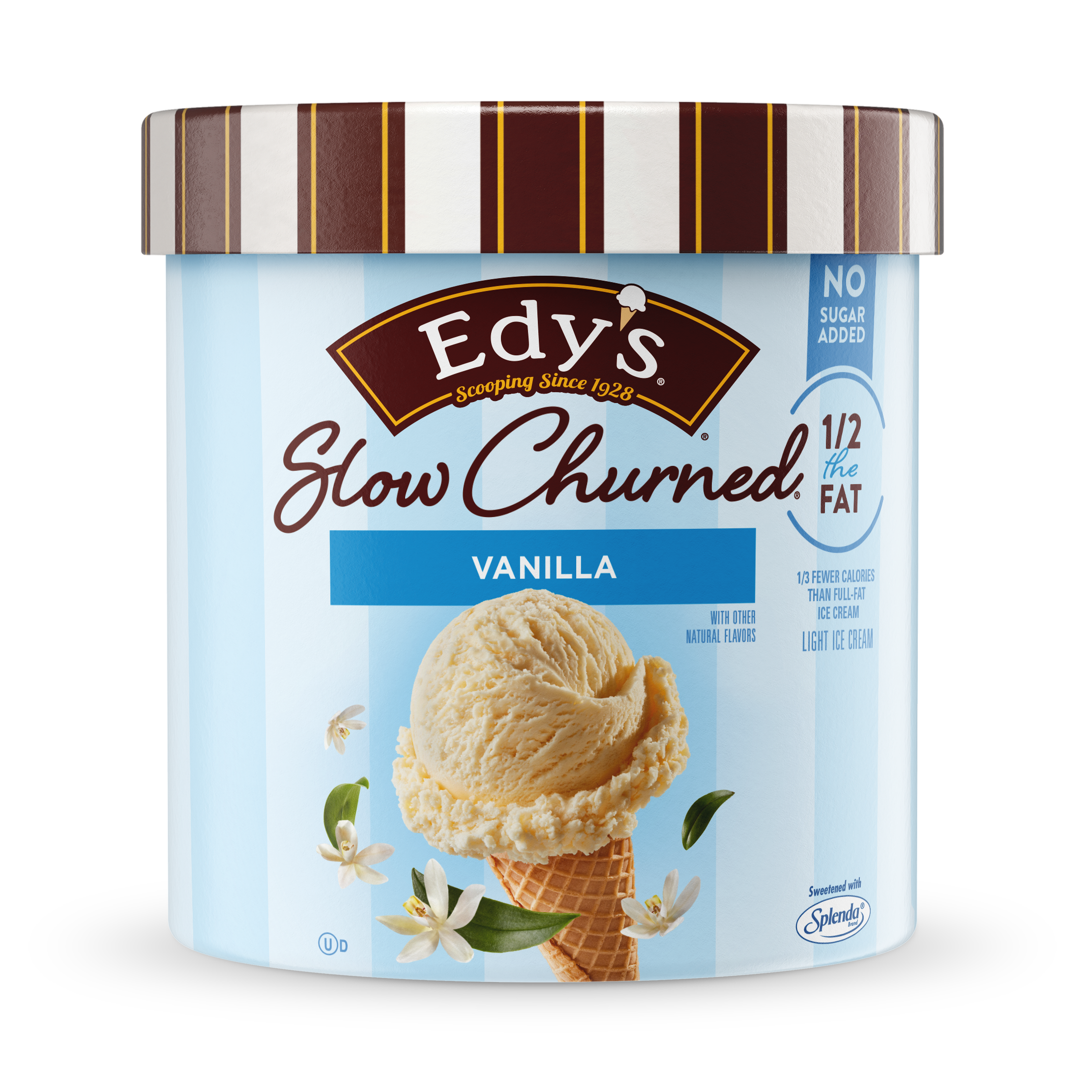 Carton of Edy's slow-churned vanilla ice cream