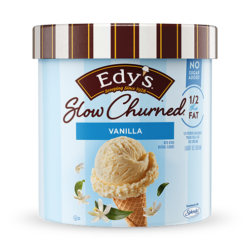 Carton of Edy's slow-churned vanilla ice cream