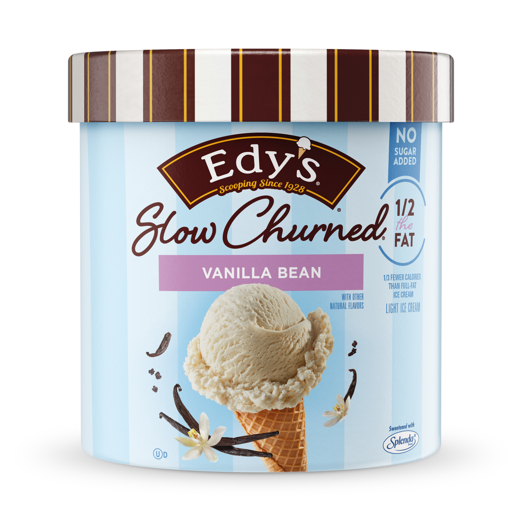 Carton of Edy's slow-churned Vanilla Bean ice cream