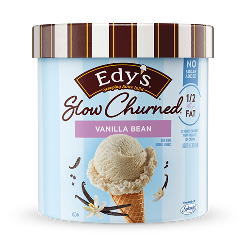 Carton of Edy's slow-churned Vanilla Bean ice cream