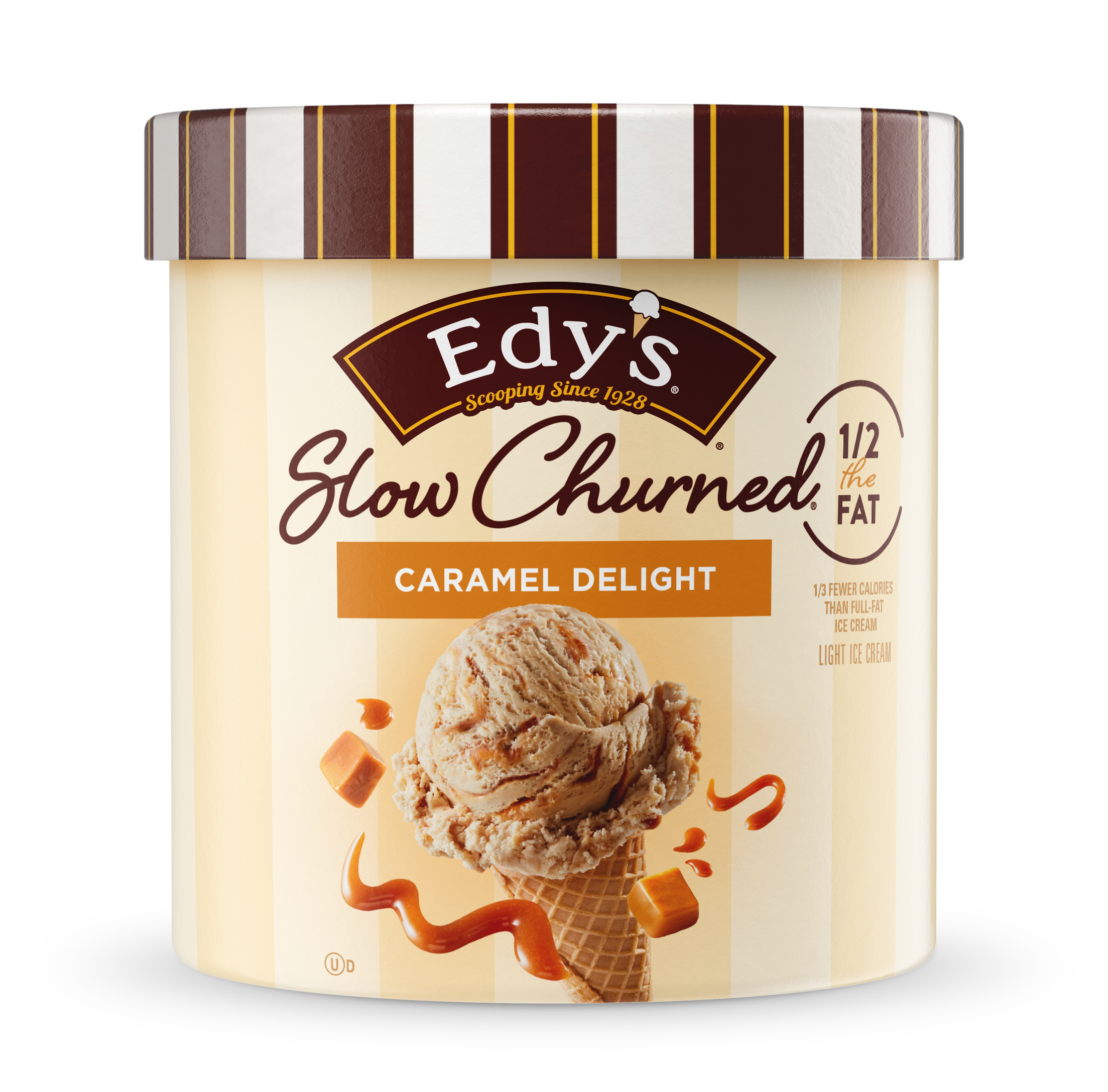 Carton of Edy's slow churned caramel delight ice cream