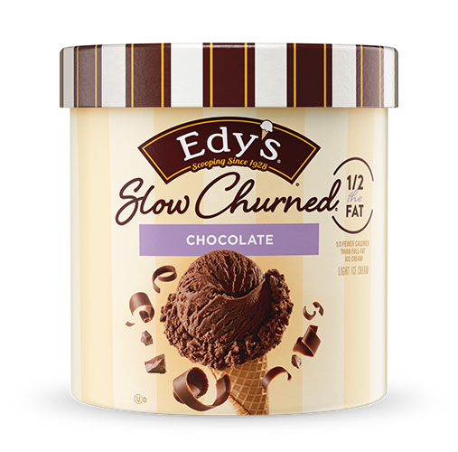 Carton of Edy's slow-churned chocolate ice cream