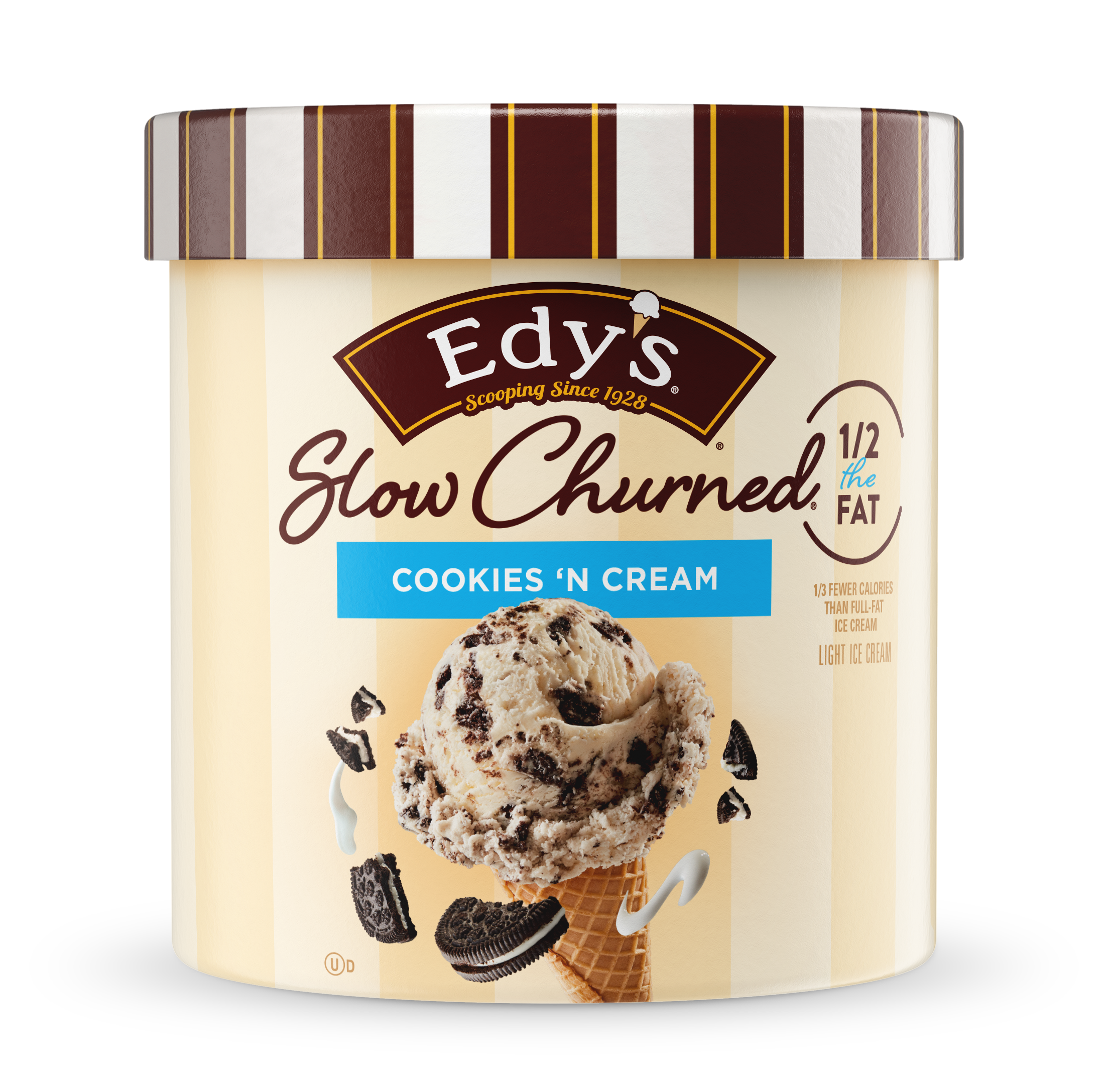 Carton of Edy's slow-churned Cookies 'n Cream ice cream