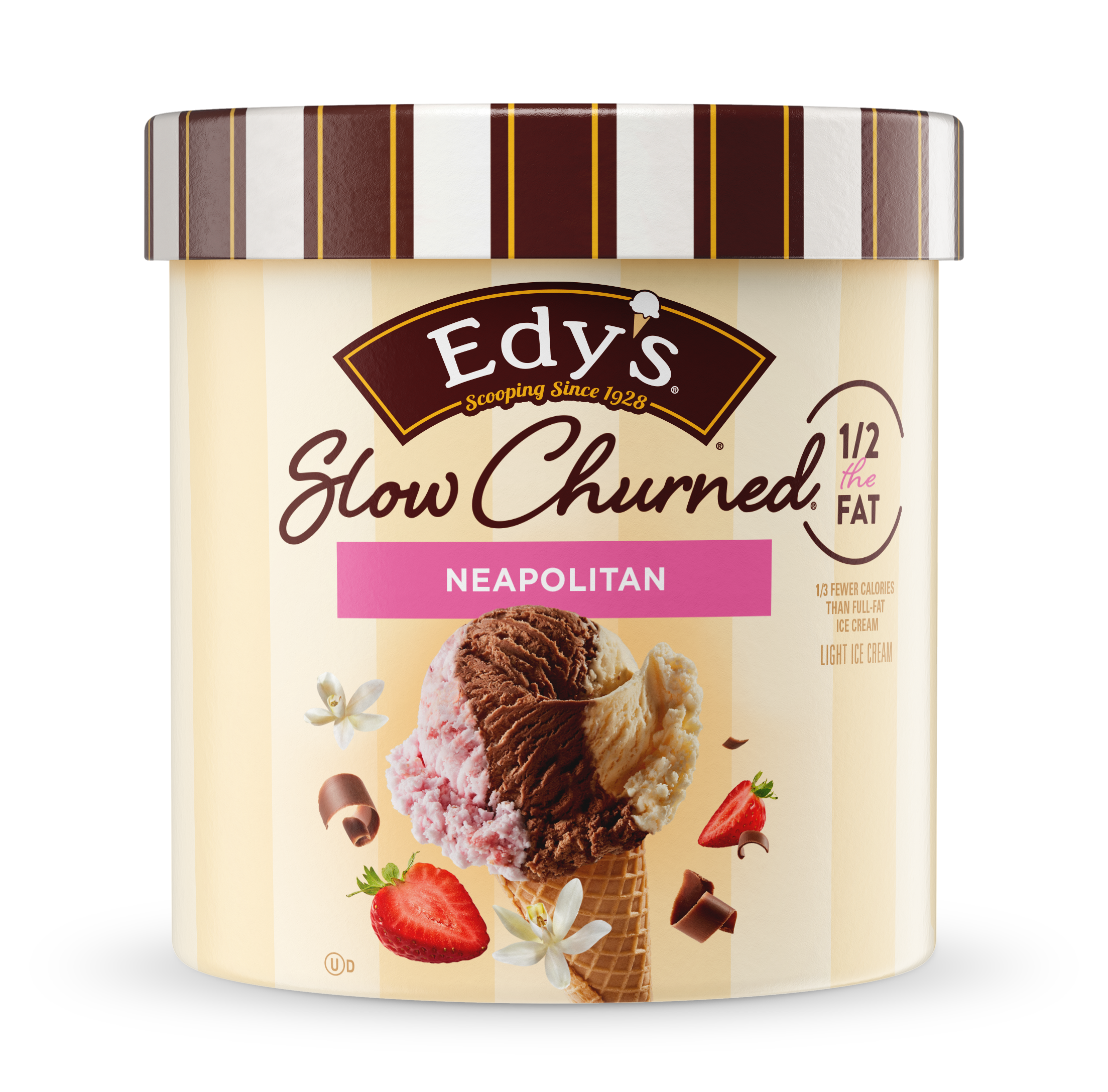 Carton of Edy's slow-churned Neapolitan ice cream