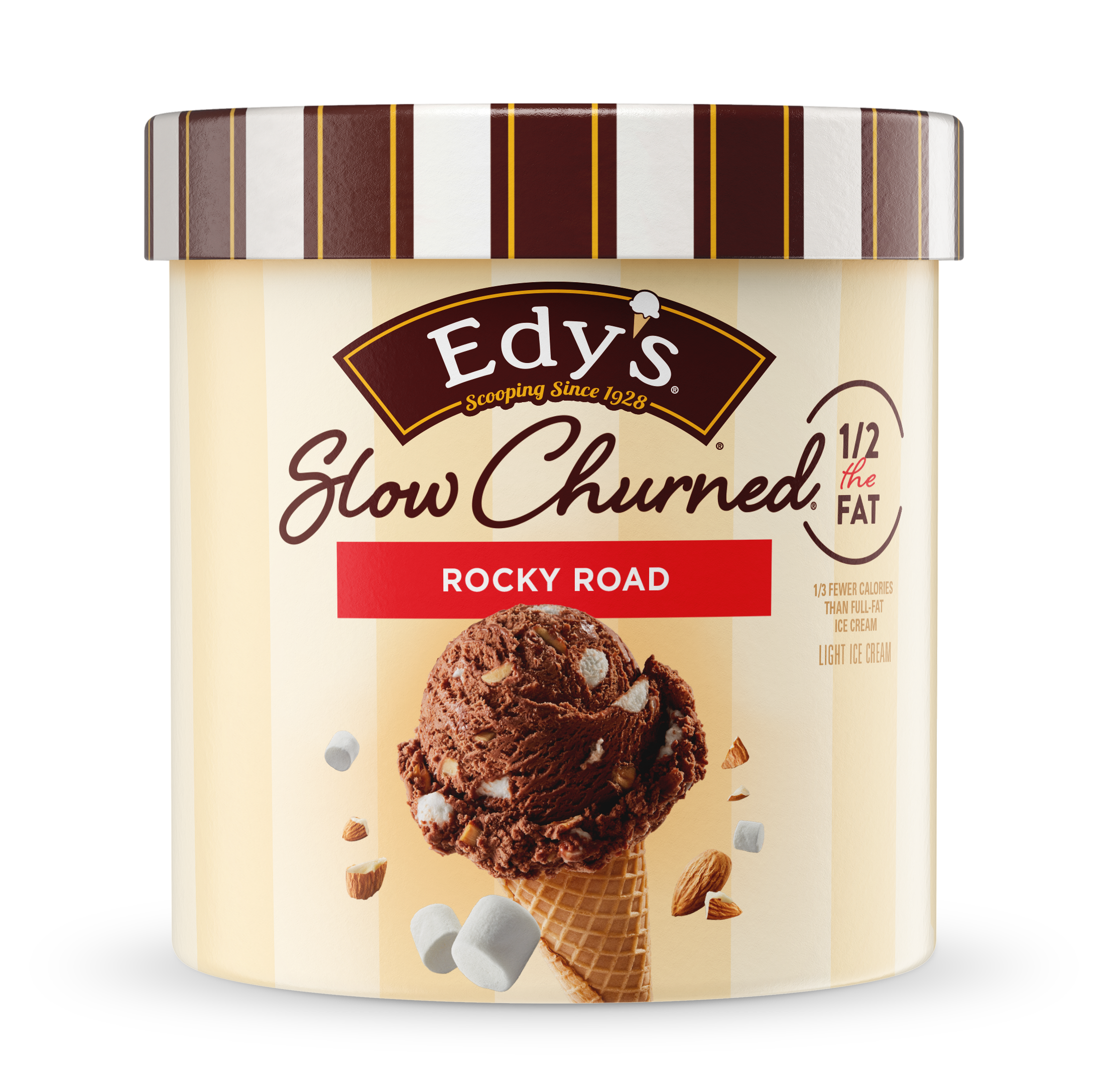 Carton of Edy's slow-churned Rocky Road ice cream