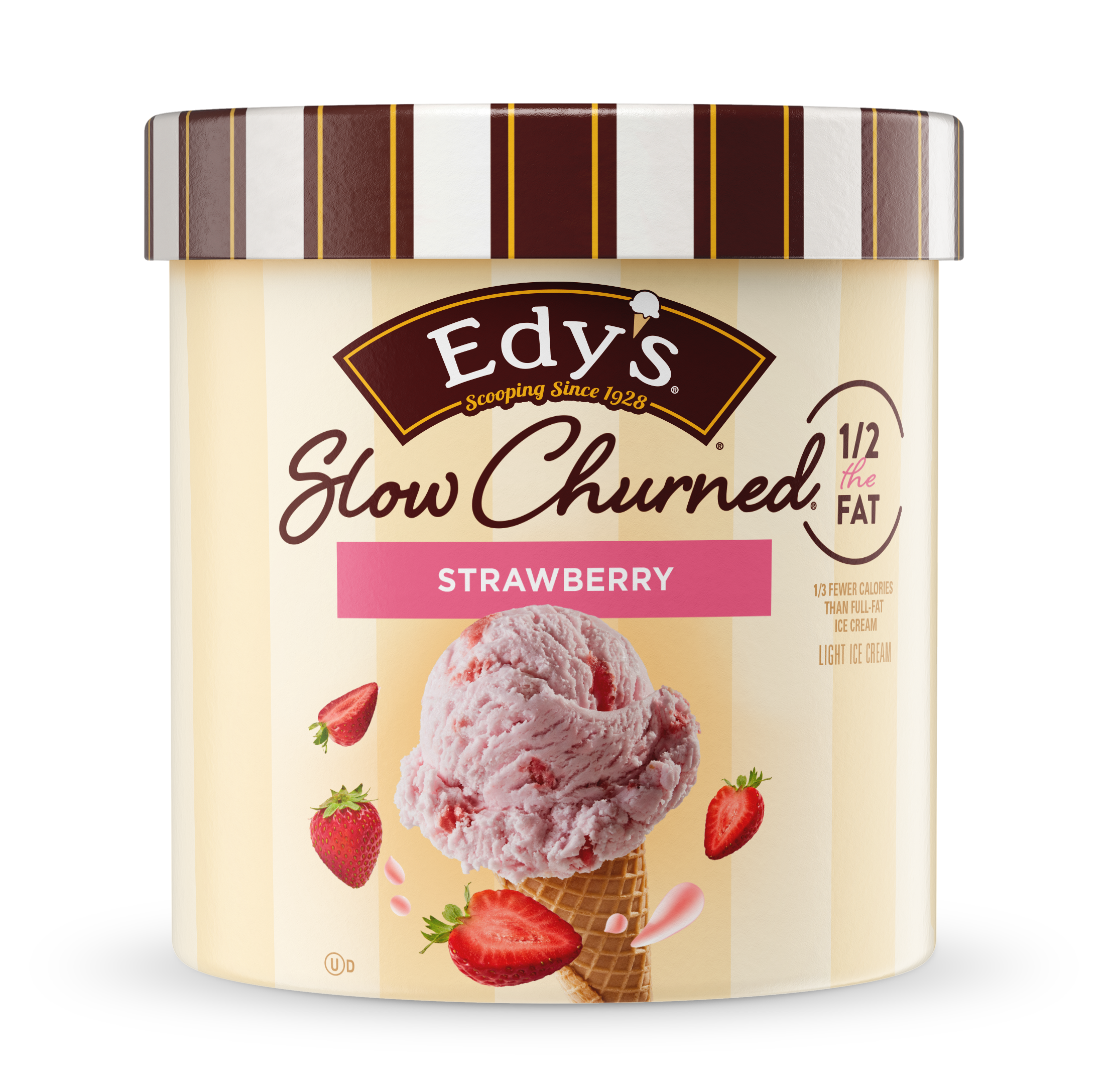 Carton of Edy's slow-churned Strawberry ice cream