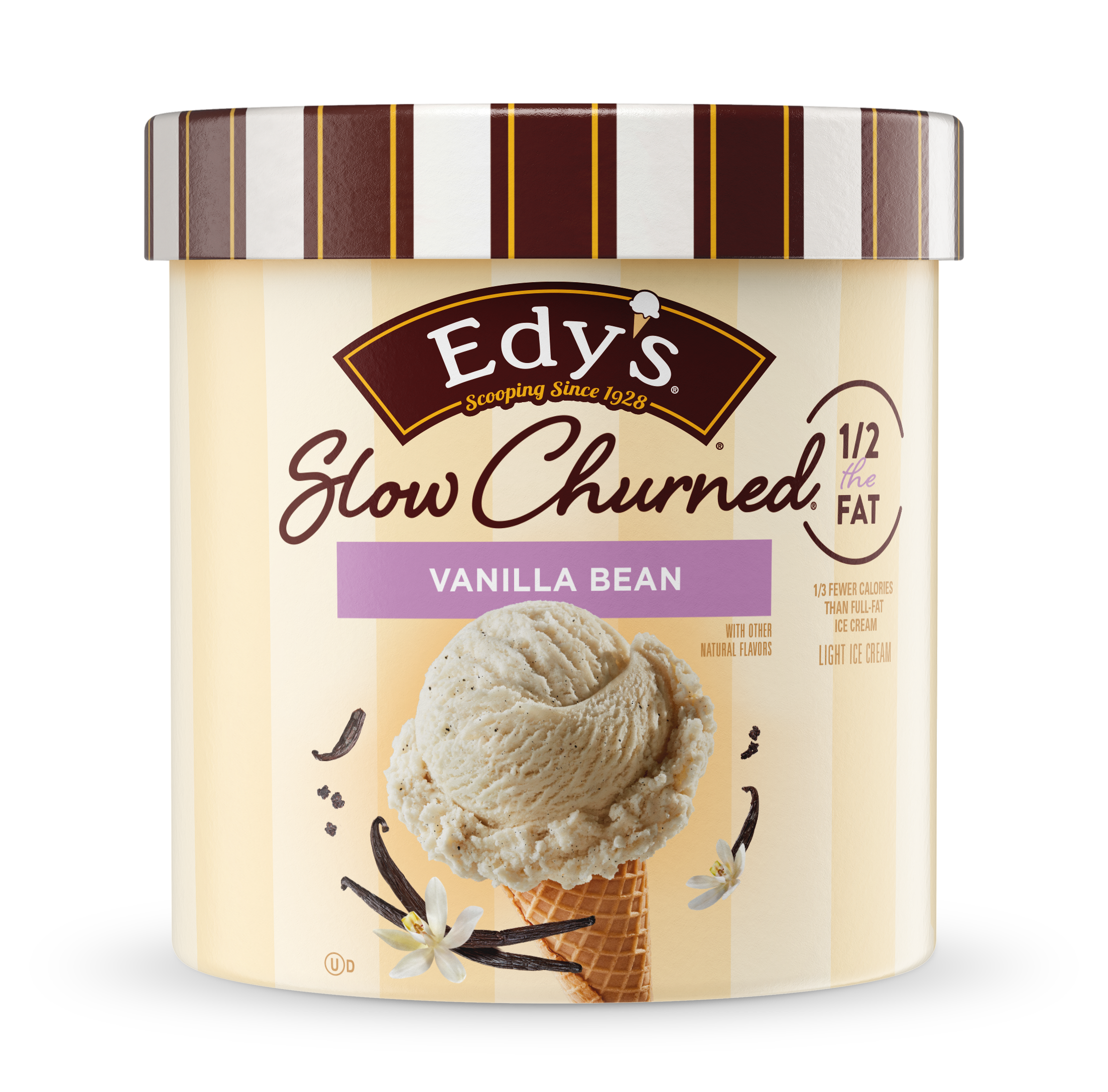 Carton of Edy's slow-churned Vanilla Bean ice cream