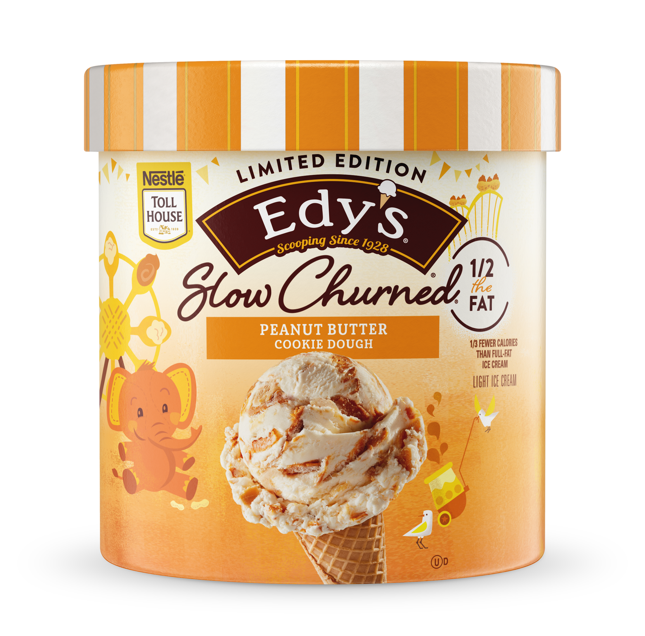 Carton of Edy's limited edition slow-churned peanut butter cookie dough ice cream