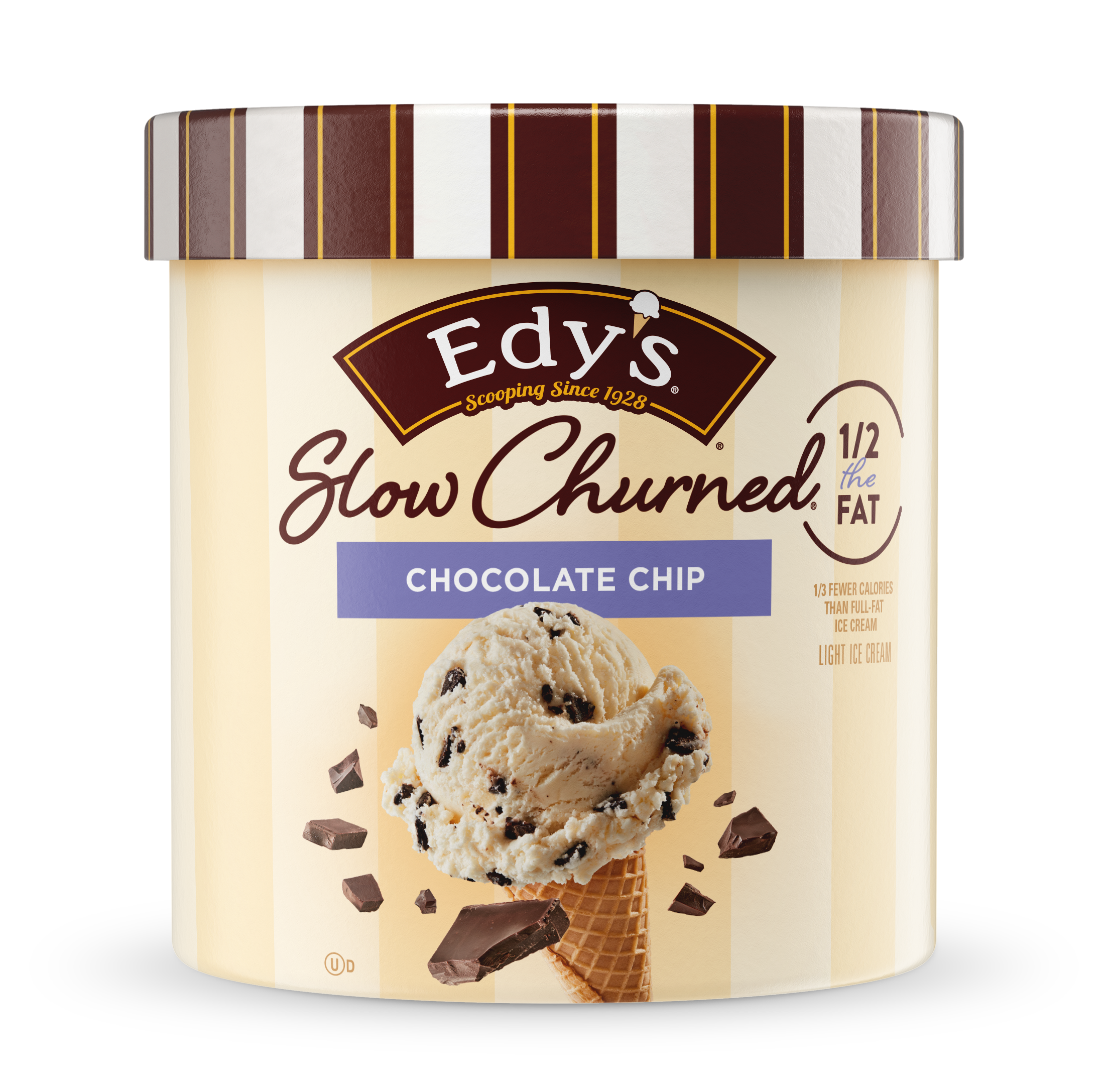 Carton of Edy's slow-churned chocolate chip ice cream