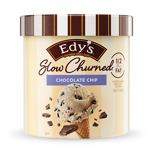 Carton of Edy's slow-churned chocolate chip ice cream