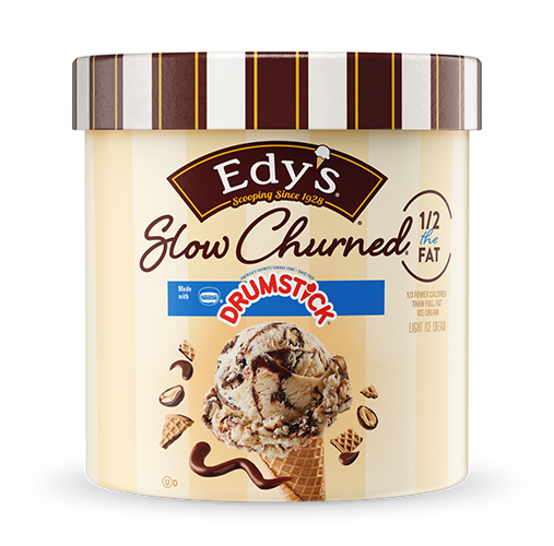 Carton of Edy's slow-churned Drumstick ice cream