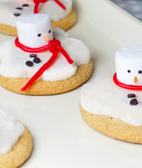 Melting snowman frosted cookies