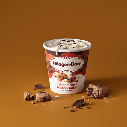 ICE CREAM Salted Brown Butter Cookie Sweet and slightly nutty brown butter ice cream, dotted with soft milk chocolatey chips and cookie pieces with a touch of salt. You won't be able to keep your spoon out of this cookie jar.