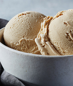 Scoops of Haagen-Dazs coffee ice cream in a bowl