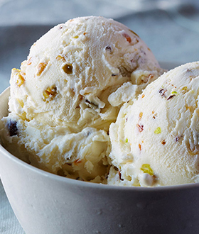 Scoops of Haagen-Dazs pistachio ice cream in a bowl