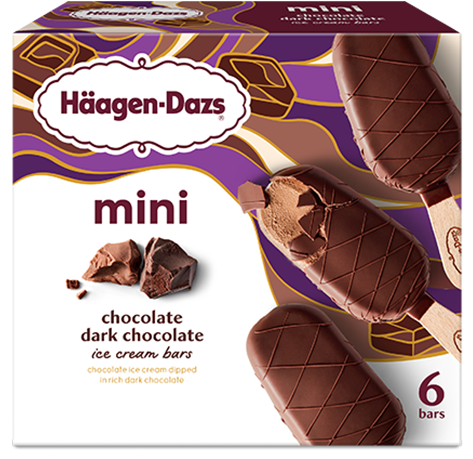 Box of Haagen Dazs dark chocolate ice cream mini bars