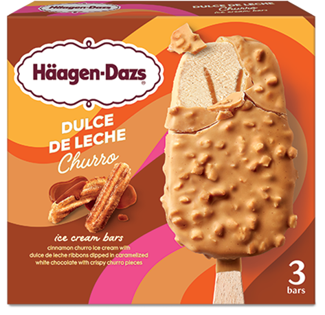 Box of Haagen-Dazs dulce de leche churro ice cream bars