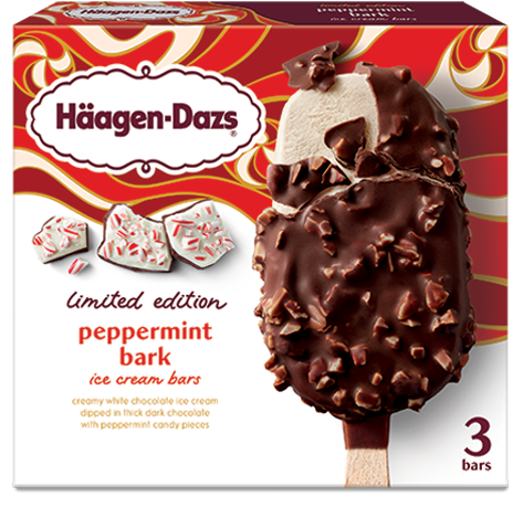 Box of Haagen-Dazs peppermint bark ice cream bars