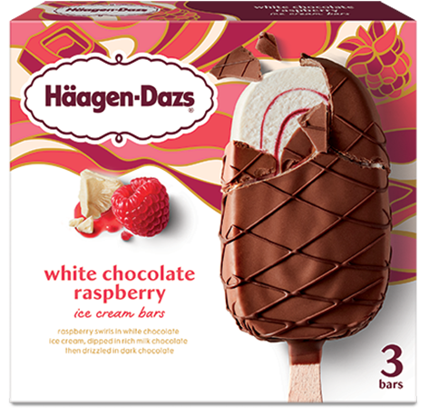Box of Haagen-Dazs chocolate raspberry ice cream bars