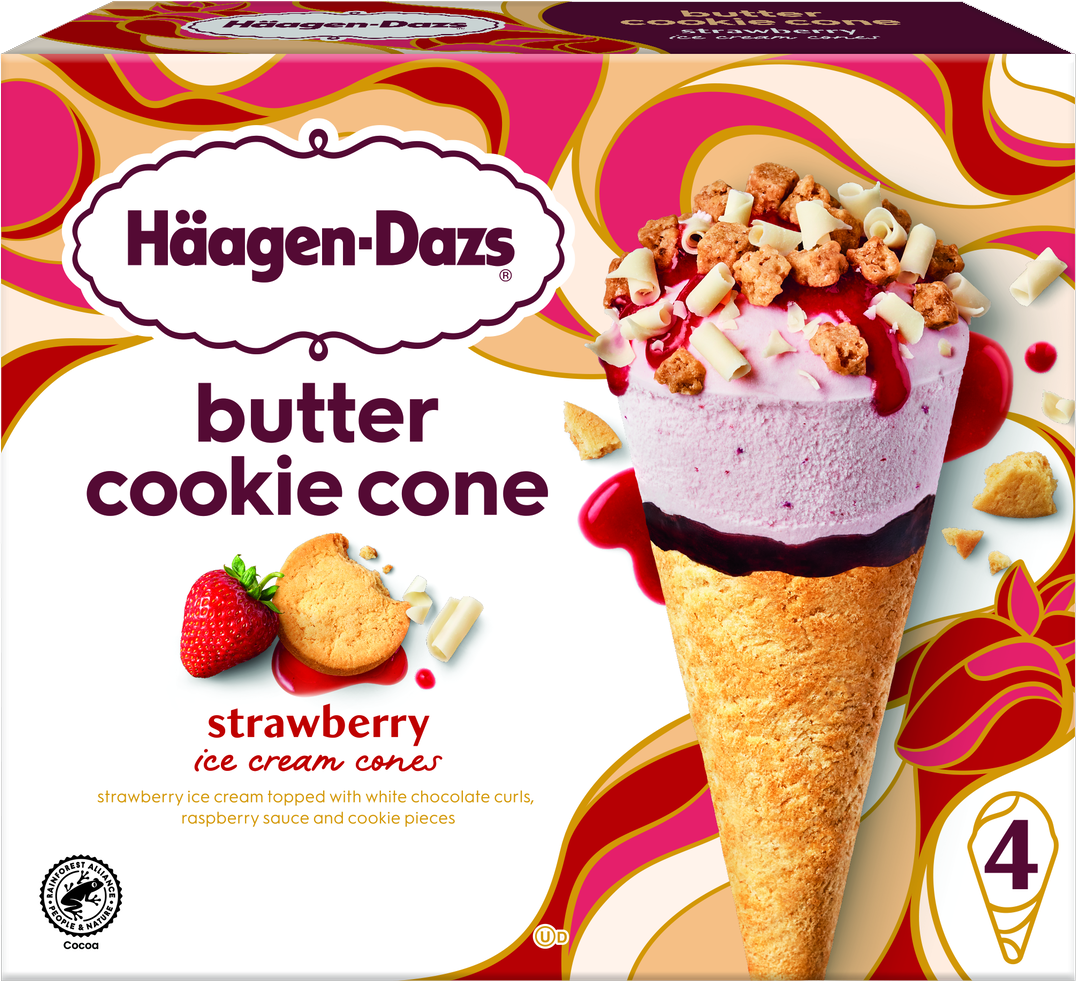 Strawberry Butter Cookie Cone 4 count