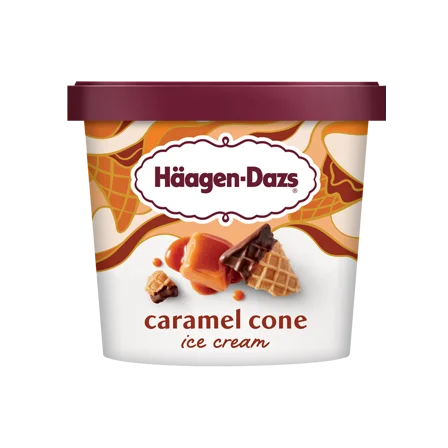 Pint of Haagen-Dazs caramel cone ice cream