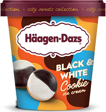 Pint of Haagen-Dazs black and white cookie ice cream