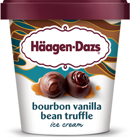 Pint of Haagen Dazs bourbon vanilla bean truffle ice cream