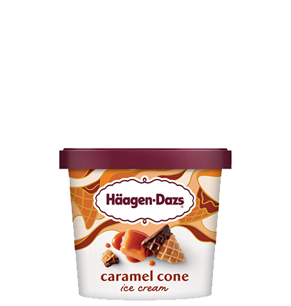 Pint of Haagen-Dazs caramel cone ice cream