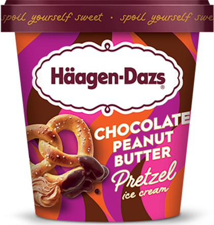 Pint of Haagen-Dazs chocolate peanut butter pretzel ice cream
