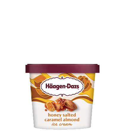 Pint of Haagen-Dazs honey salted caramel almond ice cream