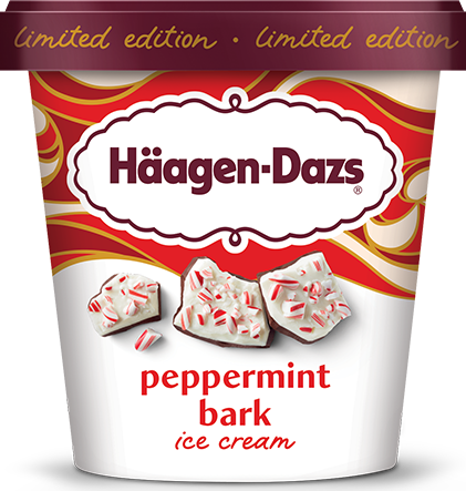 Pint of Haagen-Dazs peppermint bark ice cream