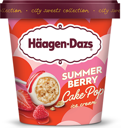 Pint of Haagen-Dazs summer berry cake pop ice cream