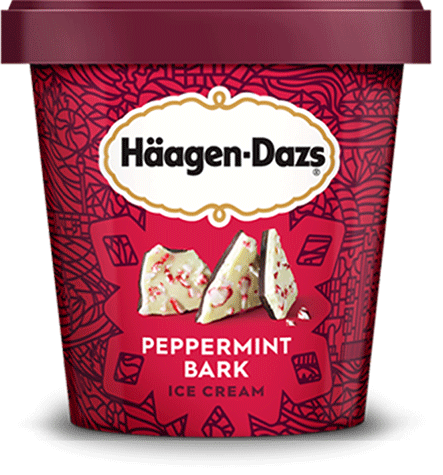 Pint of Haagen-Dazs peppermint bark ice cream