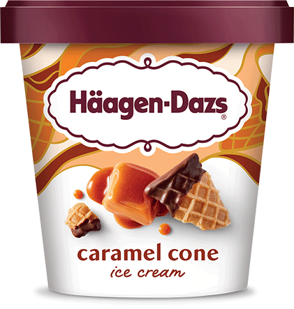 Pint of Haagen-Dazs caramel cone ice cream