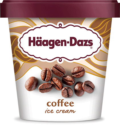 Pint of Haagen Dazs coffee ice cream in retail packaging.