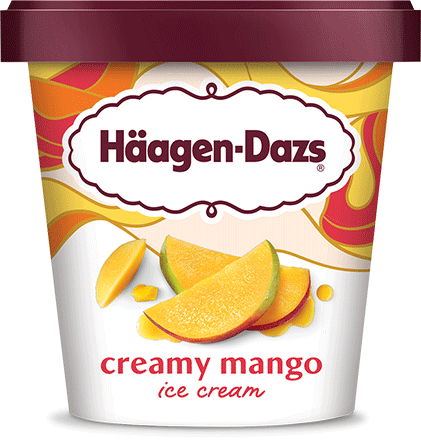 Pint of Haagen-Dazs creamy mango ice cream